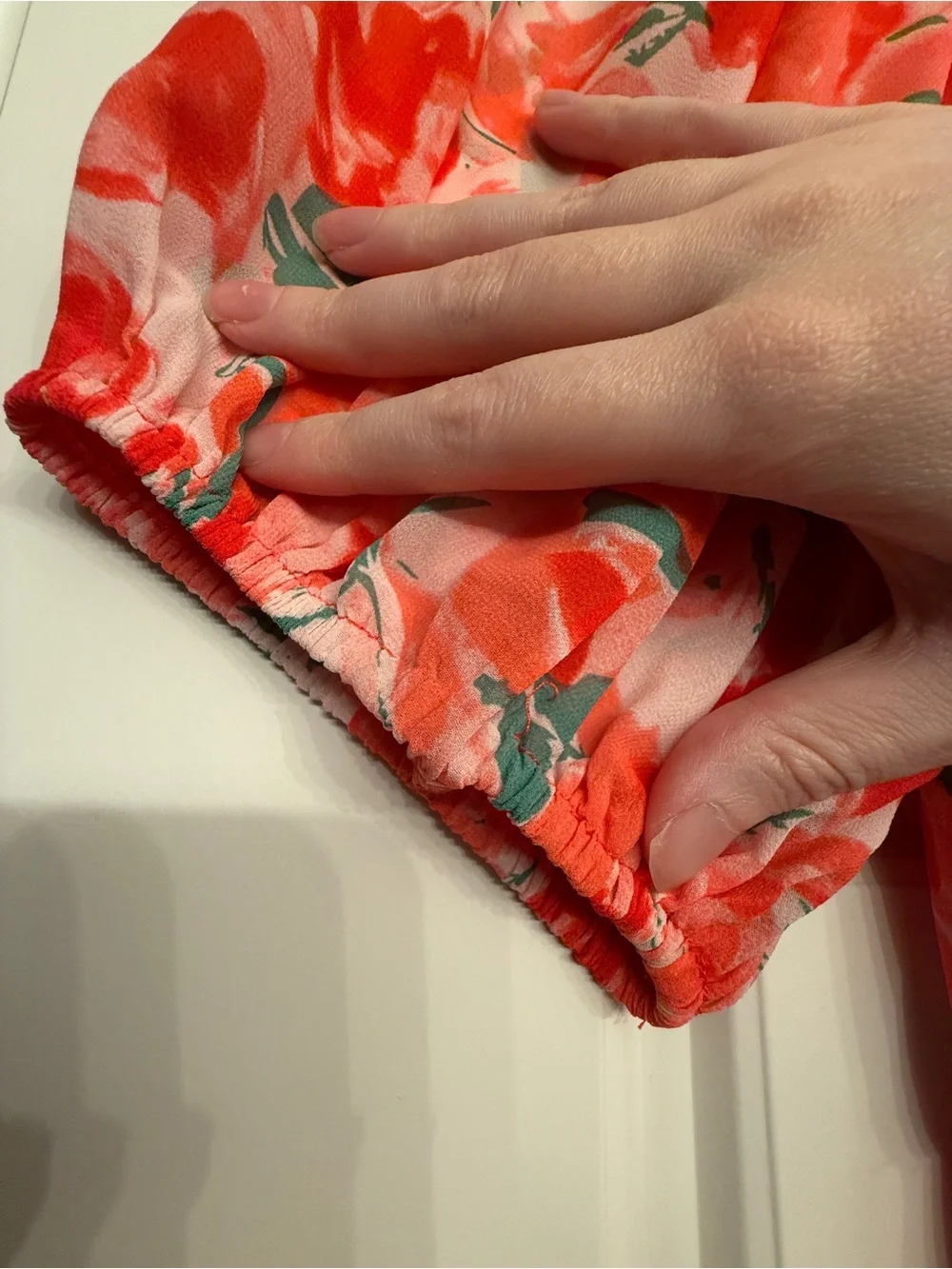 Floral V-Neck Red Maxi Dress w/ Missing Button - Picture 11 of 13